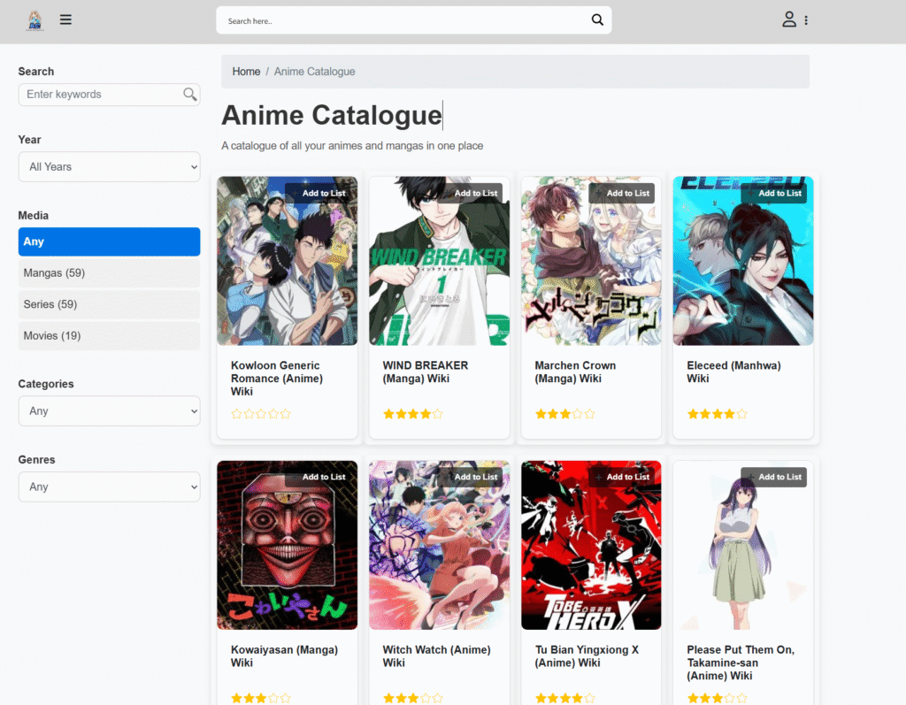 Anime Catalogue